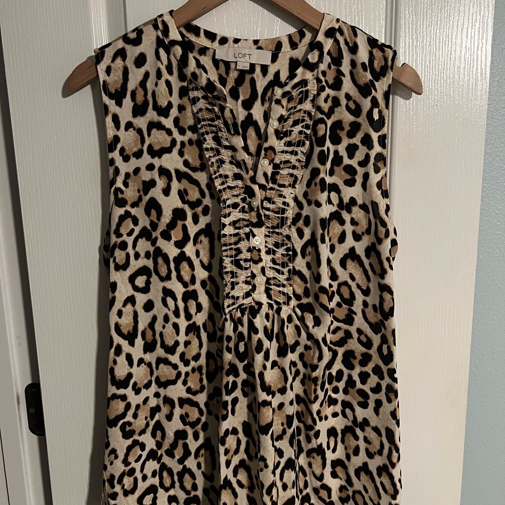 LOFT Animal Print Button-Up Top
